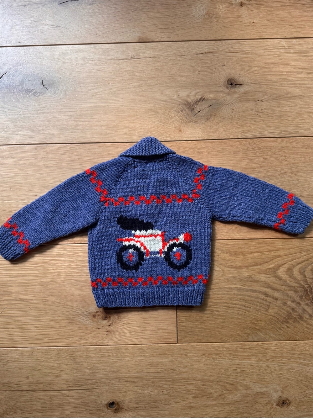 Hand knit 18-24 month Navy Knit Button Cardigan - Picture 4 of 10